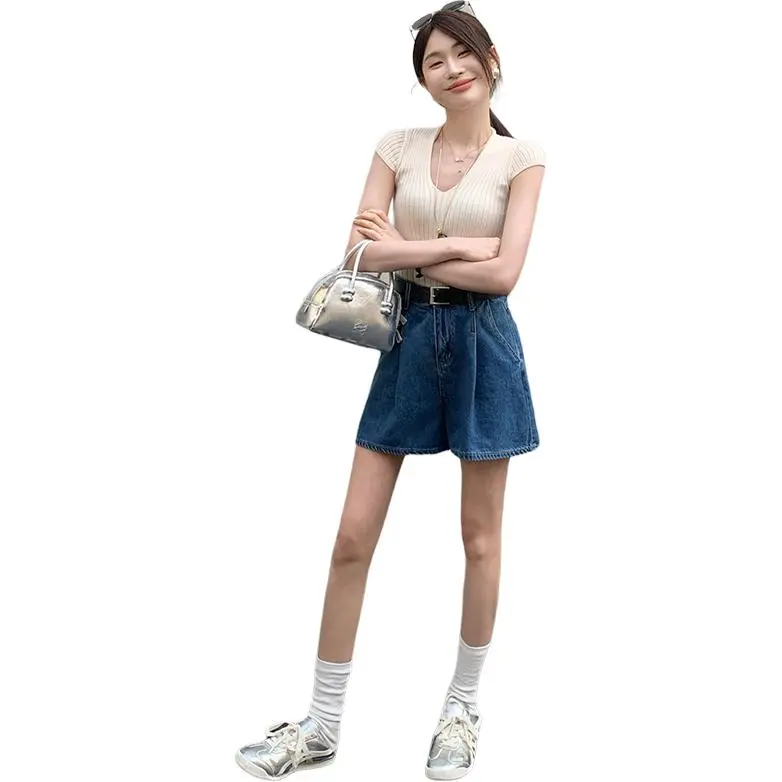 Kazakhstan Denim Shorts Women's-4