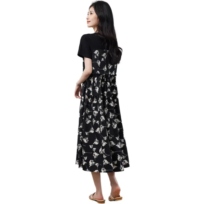 XINFEIYU Short Sleeved Dress Women's Black-0