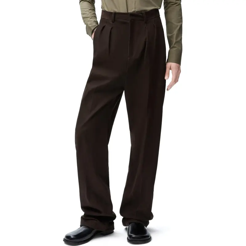 LOEWE SS25 Leather Pants Men's Dark Brown-1