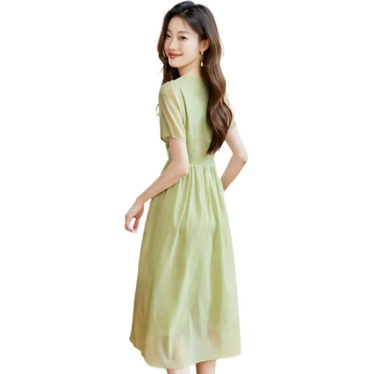 PIERRE CARDIN Short Sleeved Dress Women's Mustard Green-3