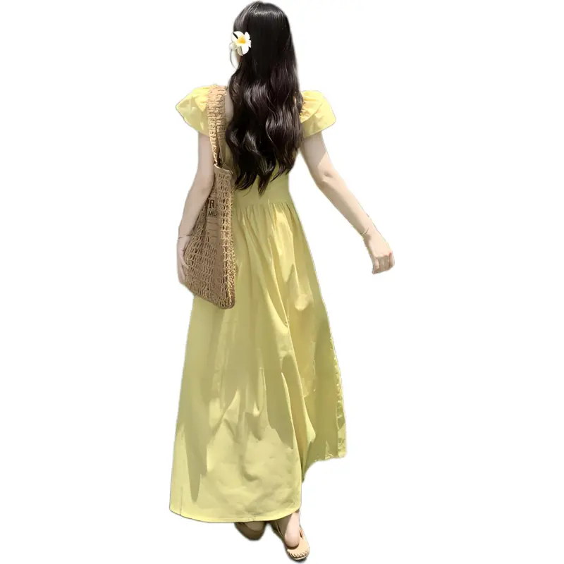 Flowers In Water Short Sleeved Dress Women's-7