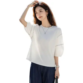 Mu Xiao Xin 2025 Summer Lantern Sleeve T Shirt Women's