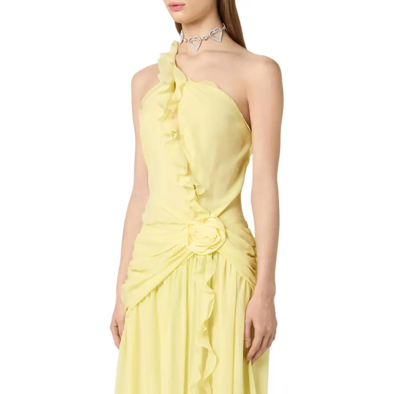 Blumarine One shoulder Georgette Gown-4