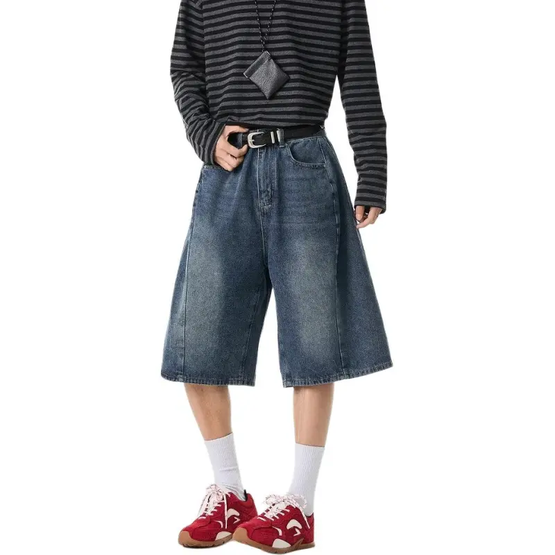 DAFK Denim Shorts Men Vintage Blue -2