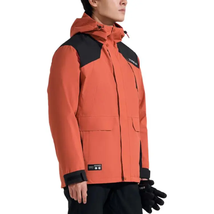 TOREAD Breathable Wear-Resistant Warm Water-Repellent Moisture-Wicking Windbreaker Jacket Men's Mars Red\ Black-4