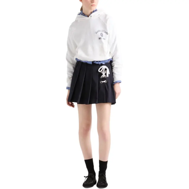 PRADA Pleated Drill Mini Skirt-1