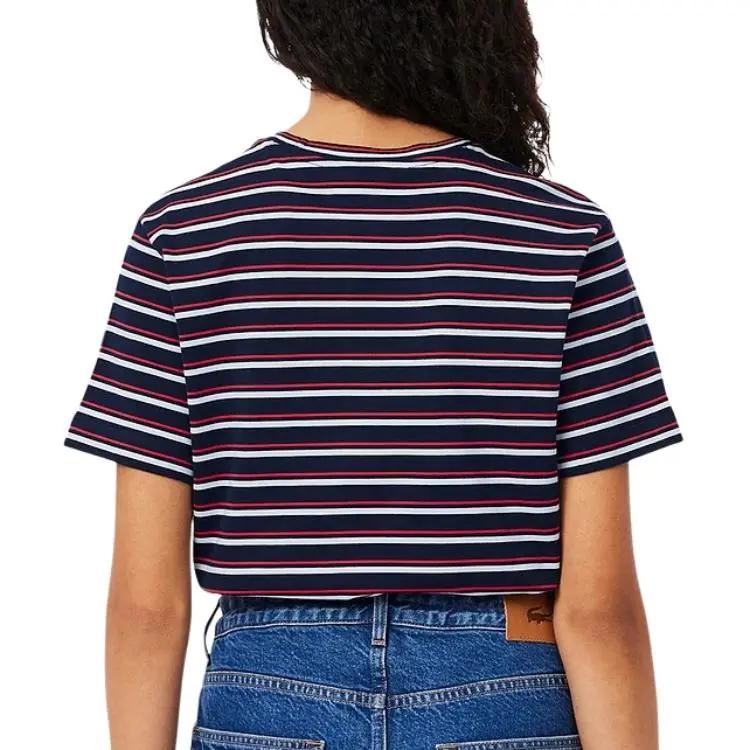 LACOSTE SS25 Regular T Shirt Women's Red White/Dark Blue-2
