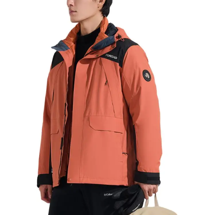 TOREAD Breathable Wear-Resistant Warm Water-Repellent Moisture-Wicking Windbreaker Jacket Men's Mars Red\ Black-3
