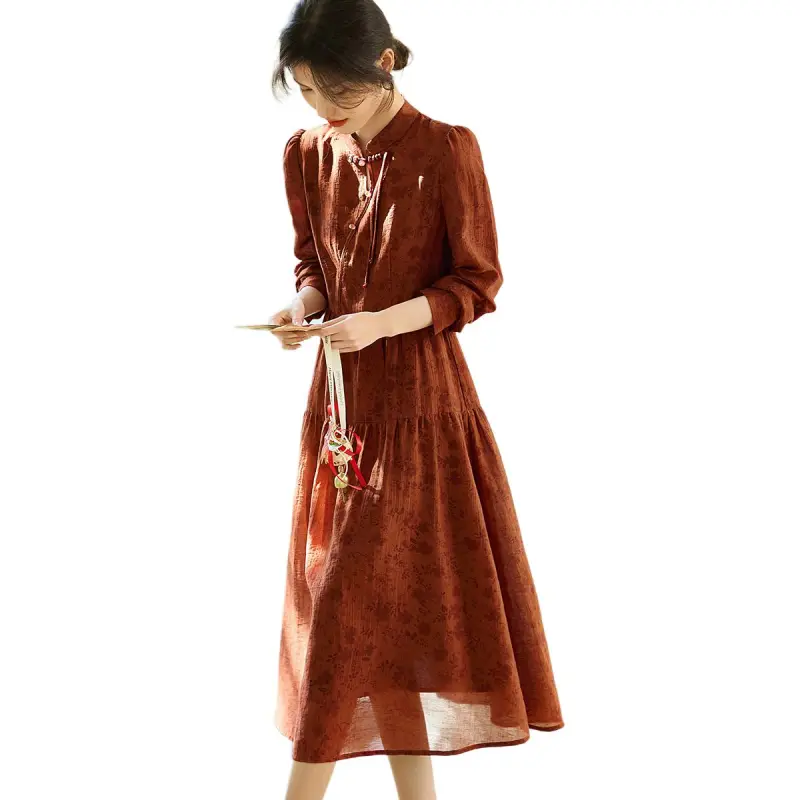 XWI Long-Sleeved Dresses Women's Deep Red-1