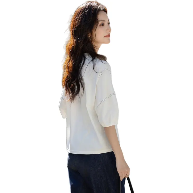 Mu Xiao Xin 2025 Summer Lantern Sleeve T Shirt Women's-2