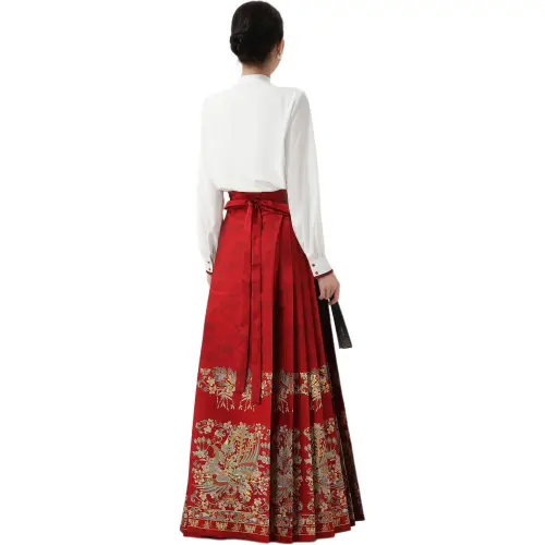 XINGHEHANGE Wedding Toasting Gown, Spring Summer Commute Casual Long Skirt Women's Red