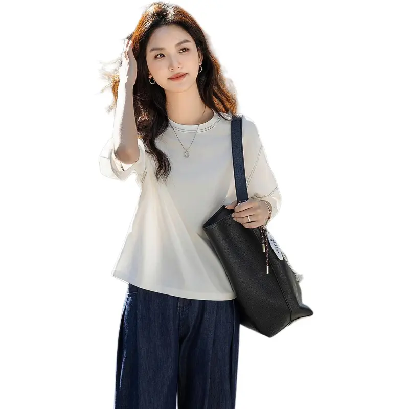 Mu Xiao Xin 2025 Summer Lantern Sleeve T Shirt Women's-1