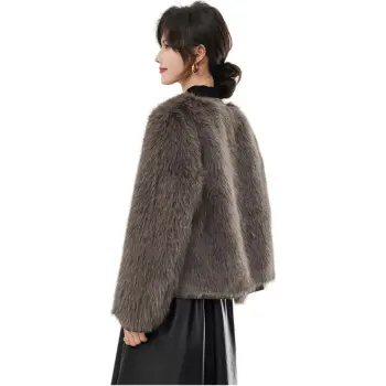 XINFEIYU Velvet feel Coat Women's Gray Brown