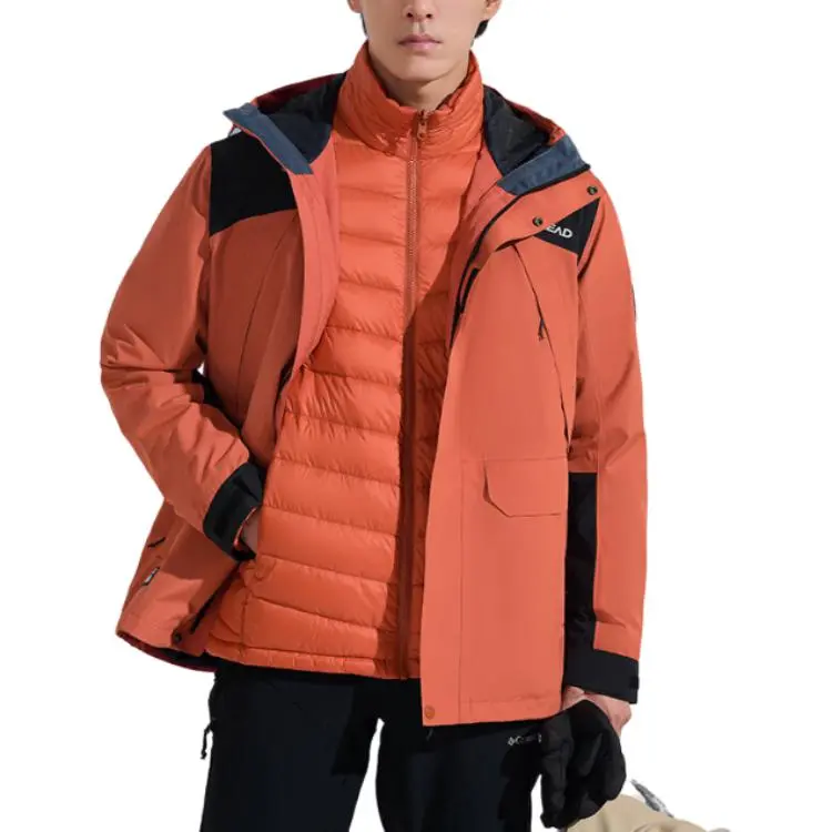 TOREAD Breathable Wear-Resistant Warm Water-Repellent Moisture-Wicking Windbreaker Jacket Men's Mars Red\ Black-2
