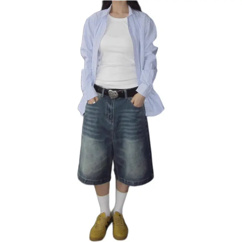 KVIV Denim Shorts Unisex Vintage Blue -3