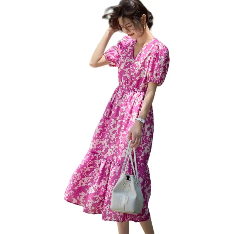 XWI Short Sleeved Dresses Women's Pink/White Floral-1