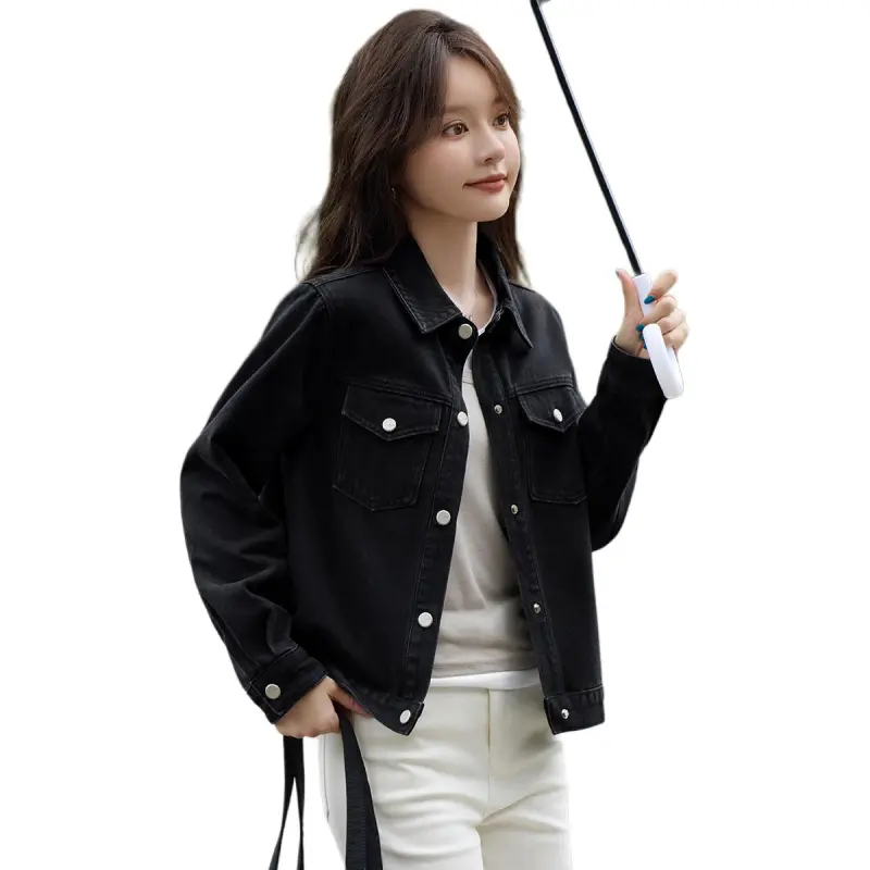 Mo Han Yi Mei Denim Jacket Women's Black-5