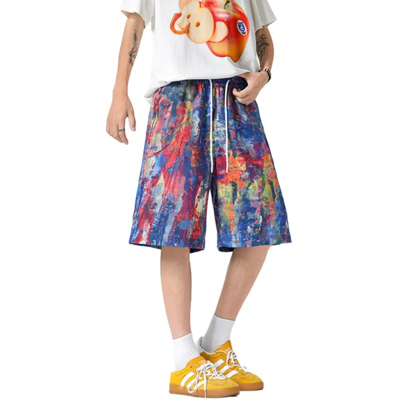 FORCEPULR Casual Shorts Unisex Rainbow Graffiti-4