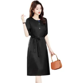 Yi Mengyuan Silk Short Sleeved Dress Women's Black