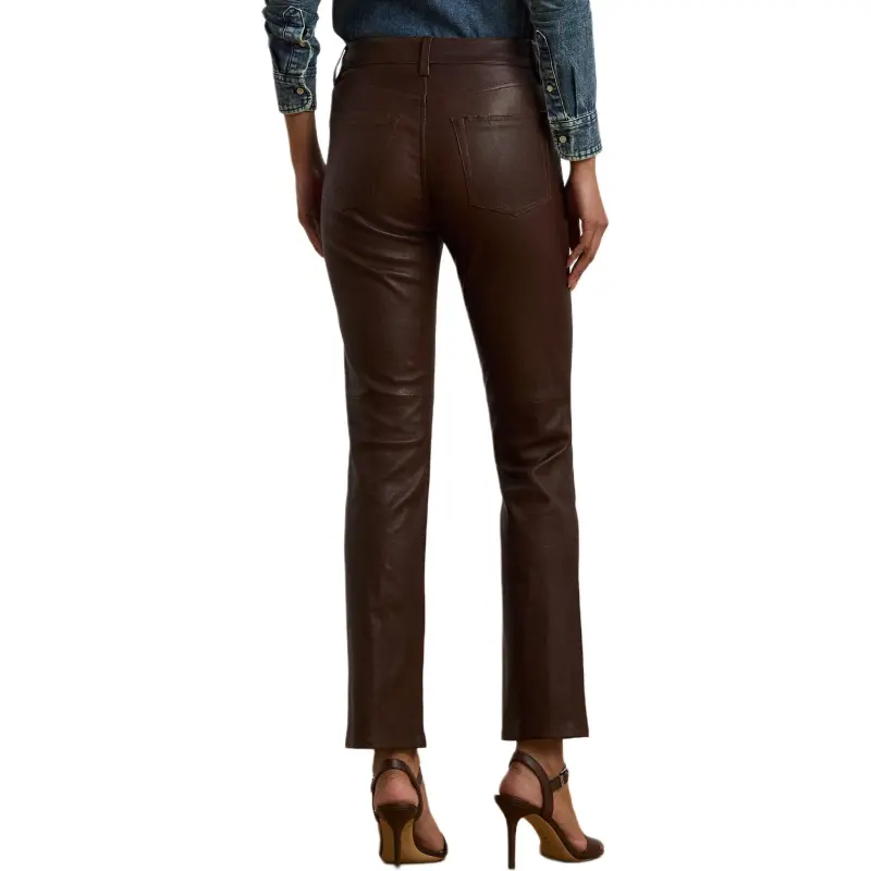 LAUREN RALPH LAUREN Leather Pants Women's Brown-3