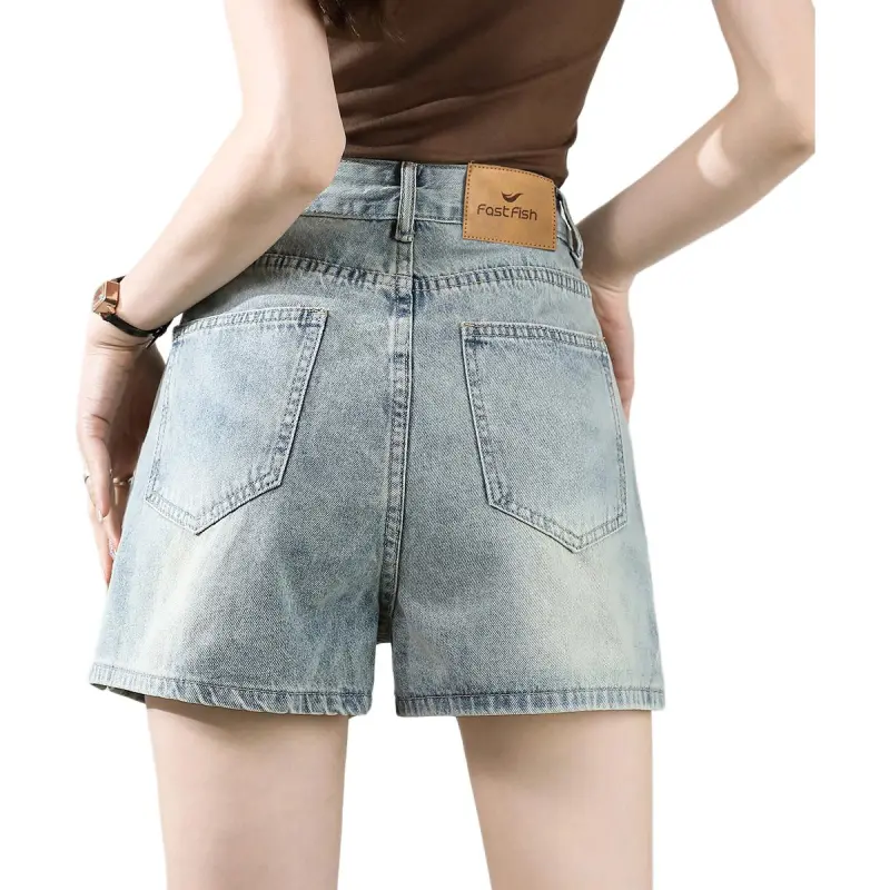 FASTFISH Denim Shorts Women's Light Blue-2