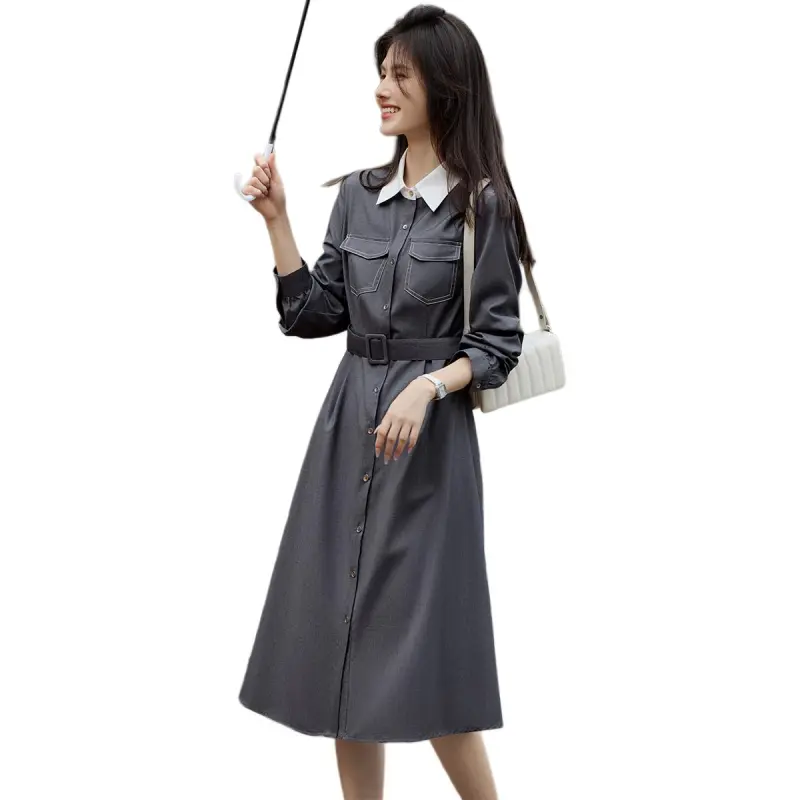 XWI Long Sleeved Dresses Women's Dark Gray-1
