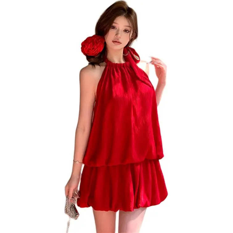 GOSO Sleeveless Dresses Women's Red-2