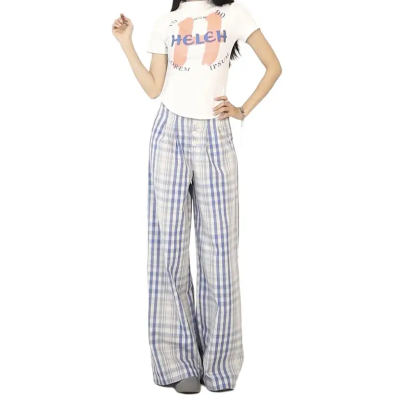 HELEH Casual Pants Women's Light Blue-1