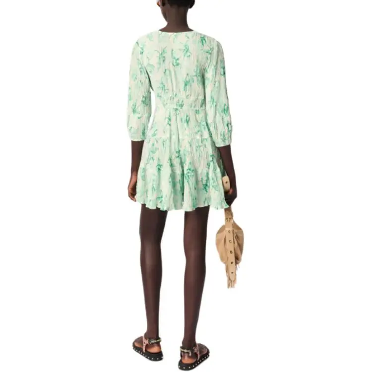 Maje Patterned Pleated Mini Dress-2