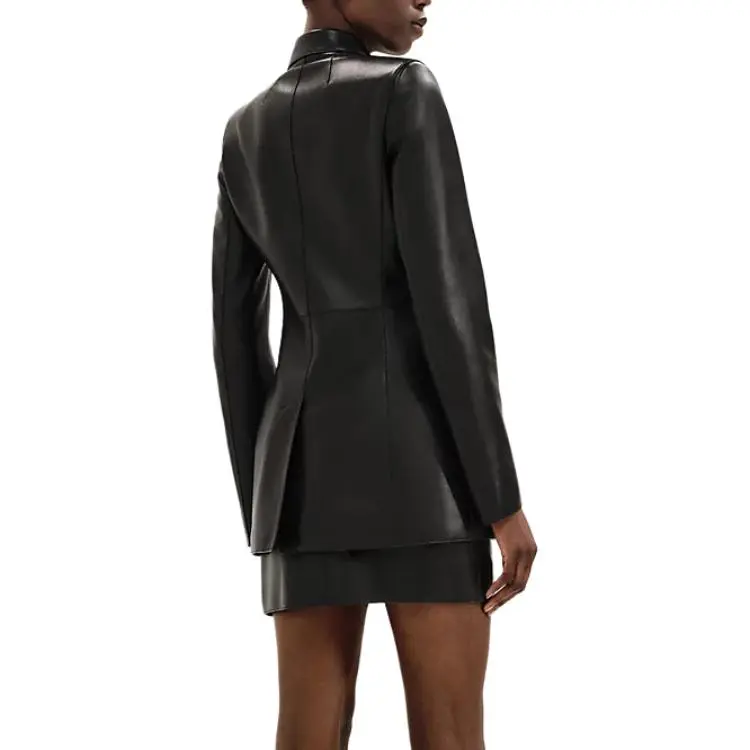 HERMES Leather Jacket Women's Black-2
