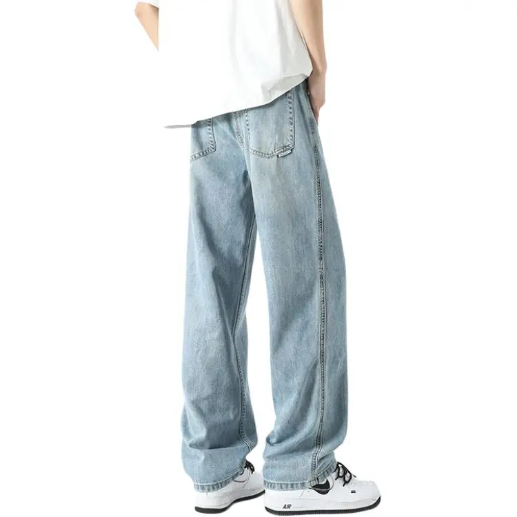 BLANC & ECLARE Premium Design Cat Whisker Pattern Comfortable Jeans Unisex Blue-1