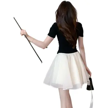 Garbege Two Piece Skirt Sets Women's Black White Clothing Sets