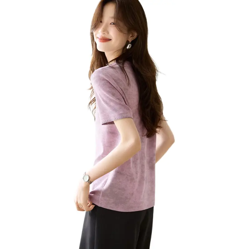 Mo Han Yi Mei T Shirt Women's Gray Pink-2