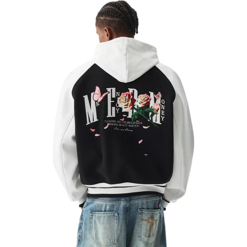 MEDM Baseball Jacket Unisex Black White-2