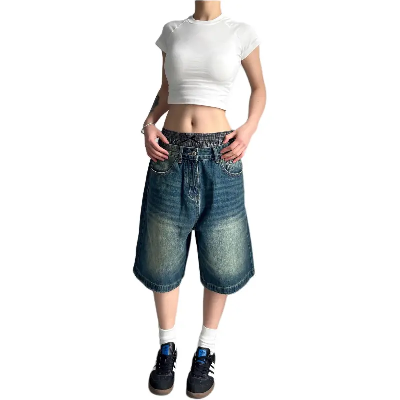 KVIV Denim Shorts Unisex Vintage Blue -1