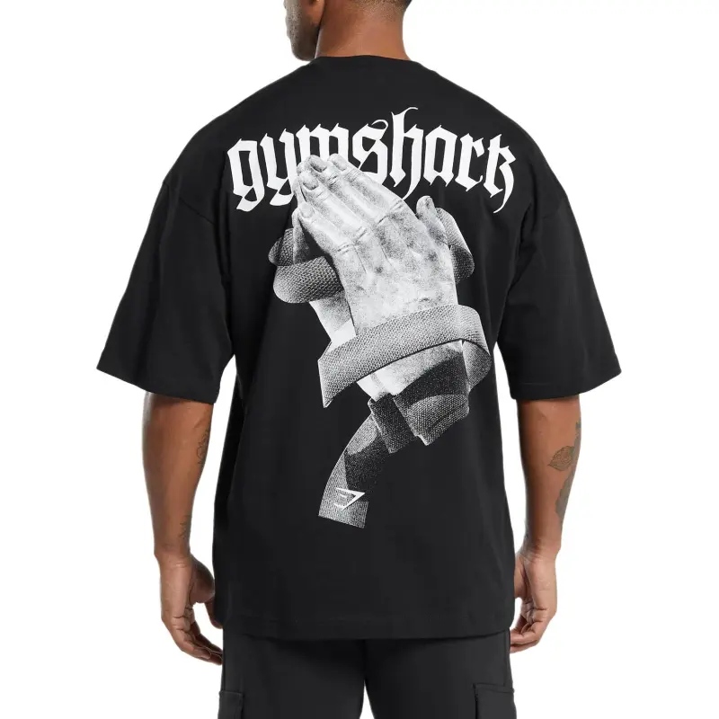 GYMSHARK Prayer Hands T Shirt Men's Black-1