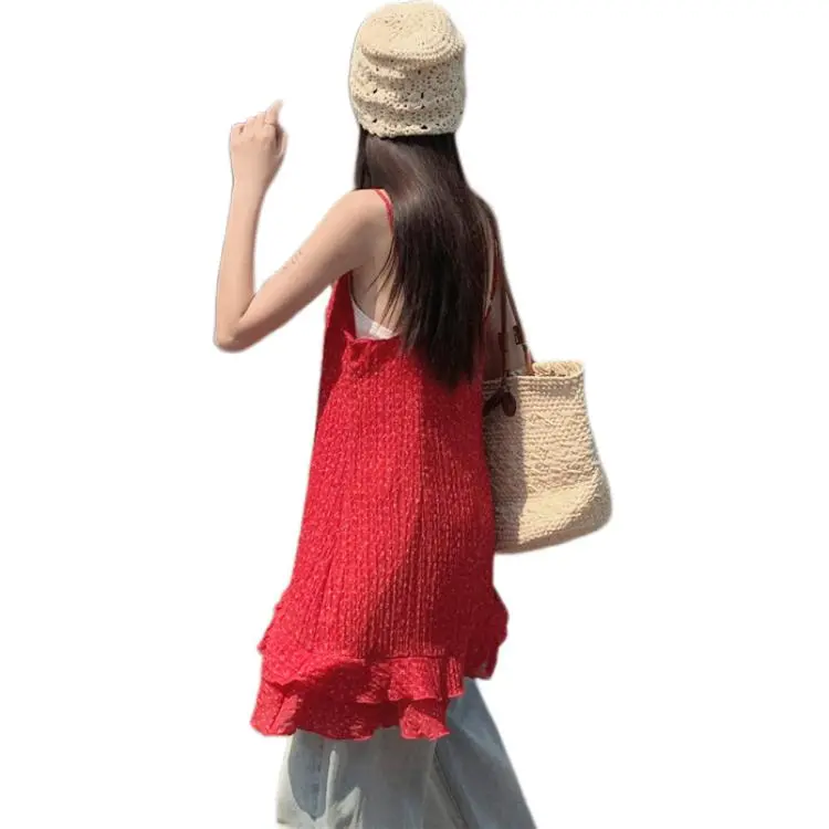 Mu Xiao Xin Slip Dresses Women's Red-1