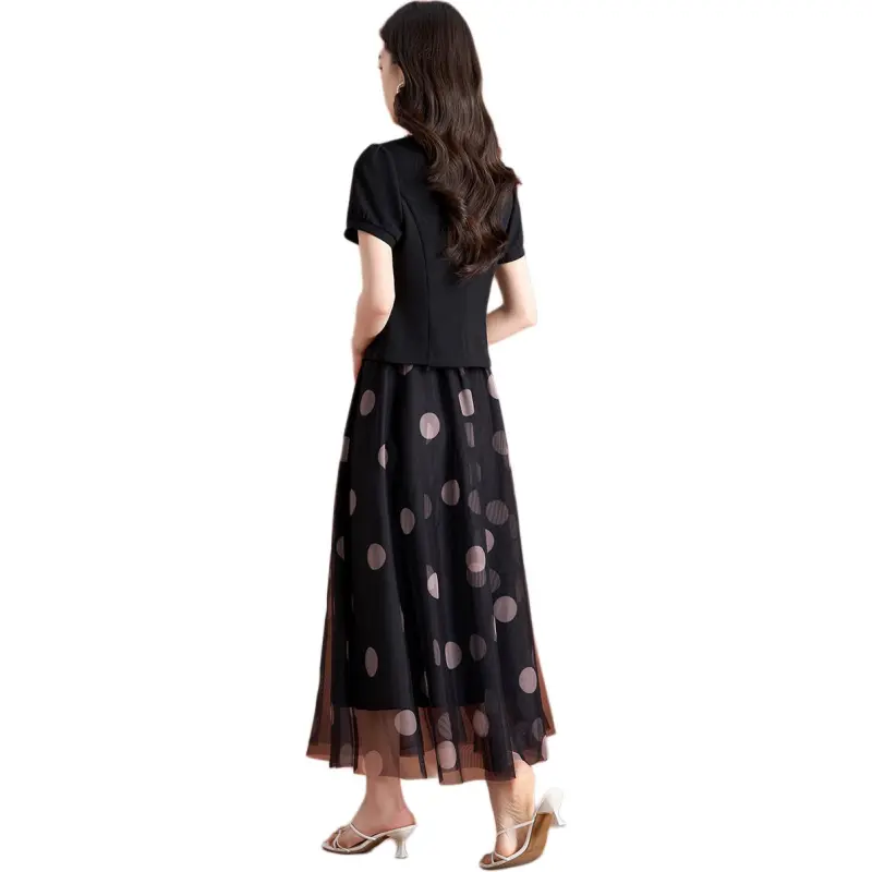 Mylan Two Piece Skirt Sets Women's Black-1