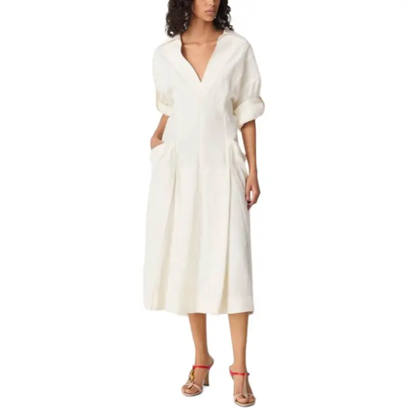 Bottega Veneta SS25 Short Sleeved Dresses Women's White-1