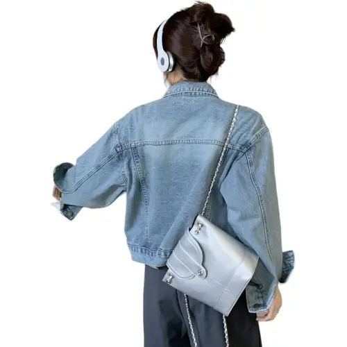Flowers In Water Denim Jacket Women's Image Color