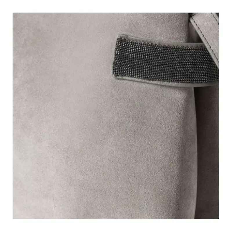 Brunello Cucinelli Monili Leather Tote Bag Shopping Bag Shoulder Bag Handbag Women's Gray-2
