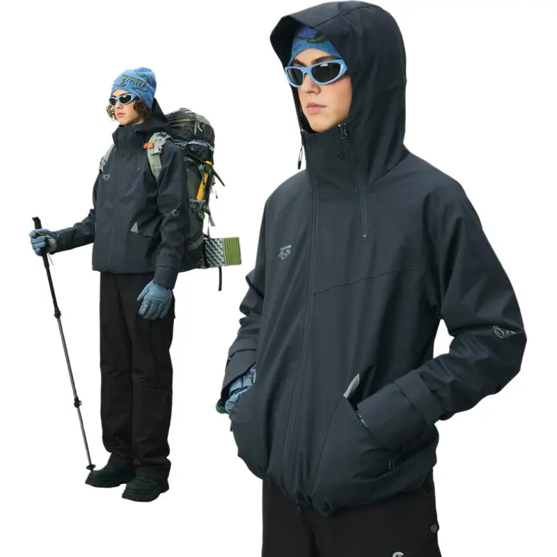 MYSAMESAME Fall Jackets & Coats Loose Fit Unisex Volcanic Gray Black-2
