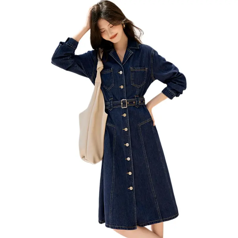 XWI Long Sleeved Dresses Women's Denim Blue-4