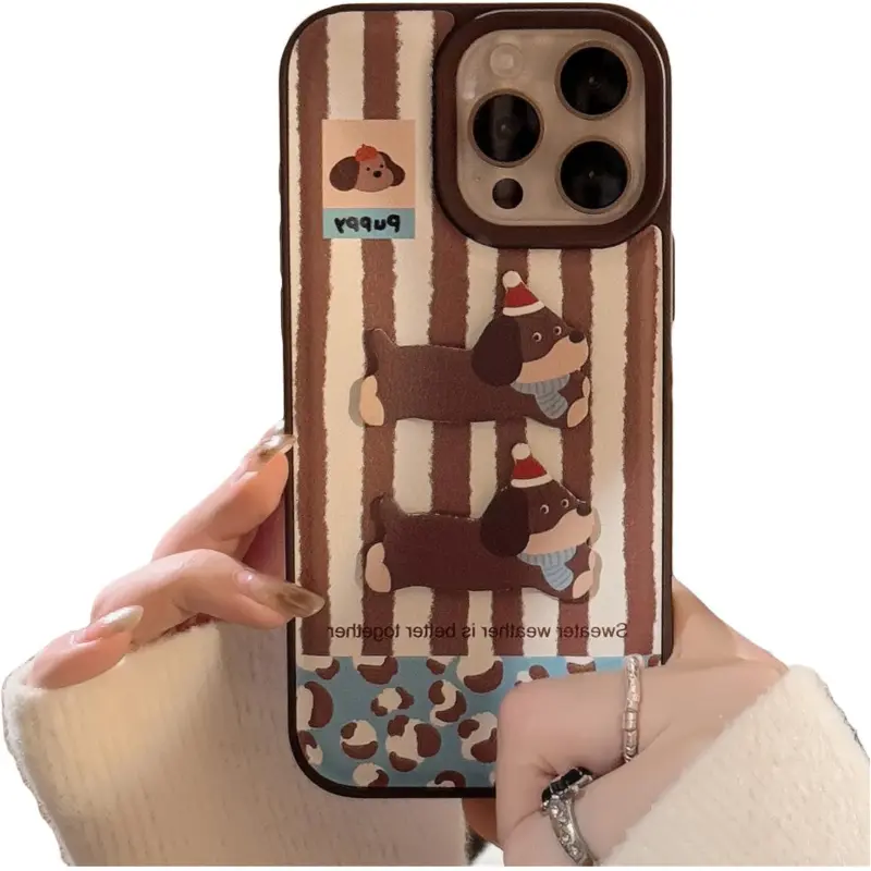QIZHENG TPU Material Ins 3D Effect Sausage Dog Phone Case Compatible With Apple 16 Pro Max/15/14/13/12/11-1