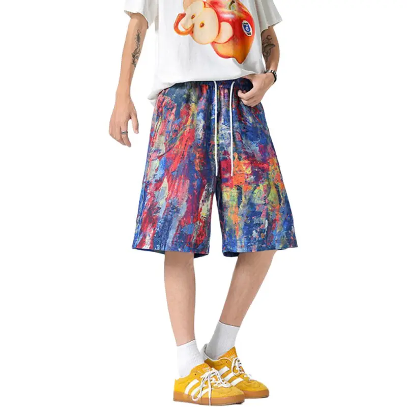 FORCEPULR Casual Shorts Unisex Rainbow Graffiti-5