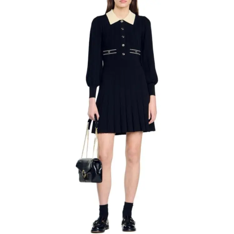 Sandro Pleated Knit Dress-1