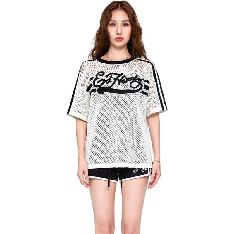 Ed Hardy Drop Shoulder Sleeve T Shirt Women's Ivory White-2