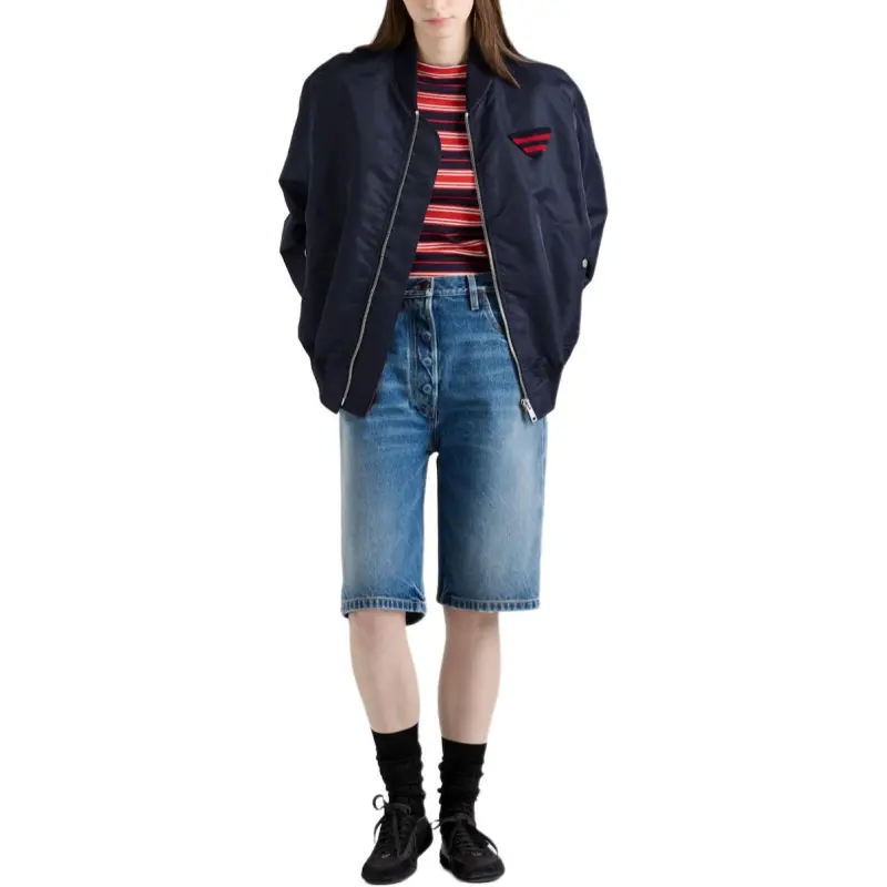 PRADA Logo Patch Denim Shorts-1