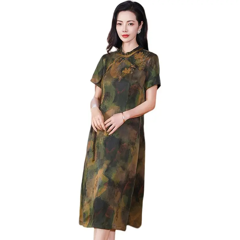 Yi Mengyuan Silk Short Sleeved Dress Women's-3