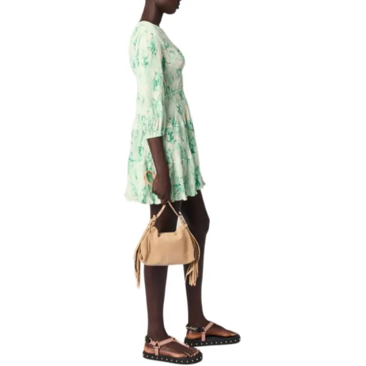 Maje Patterned Pleated Mini Dress-3